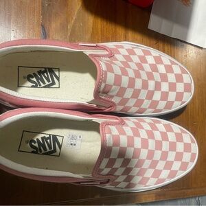 Vans Checkerboard Slip-On Sneakers - Pink & White
